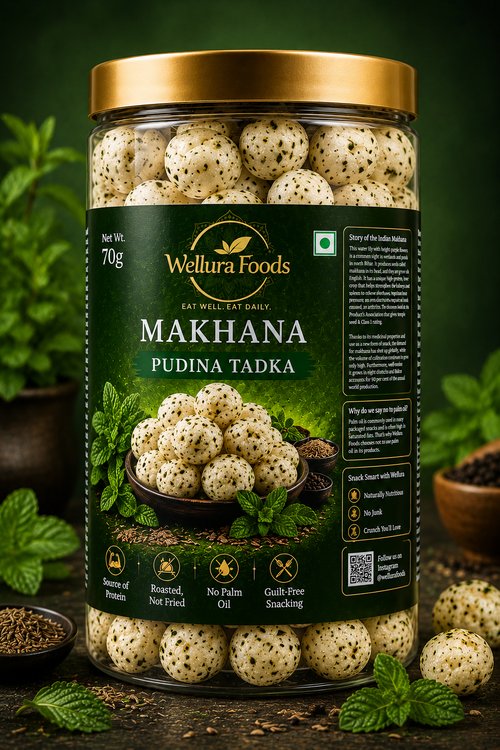Pudina Tadka Makhana | Premium Roasted Fox Nuts | No Palm Oil | 70g